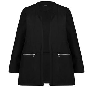 Zip Pocket Wool Look Coat
